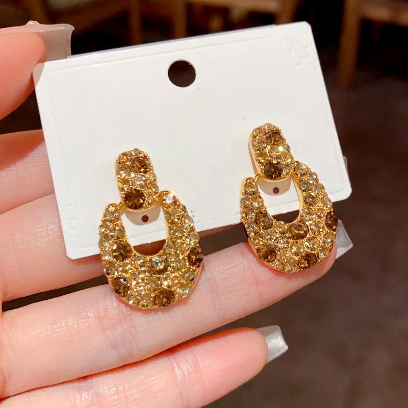 14K Gold Plated Brown Diamond Earrings