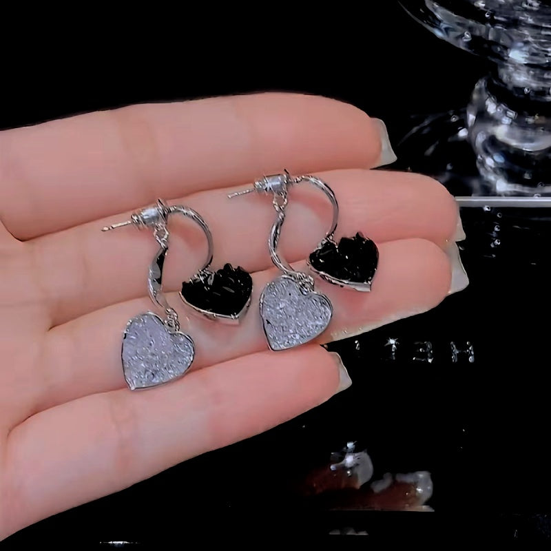 14K Gold Plated Crystal Double-Heart Earrings