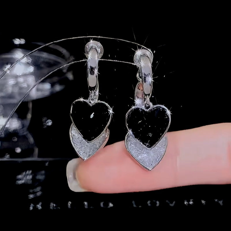 14K Gold Plated Crystal Double-Heart Earrings