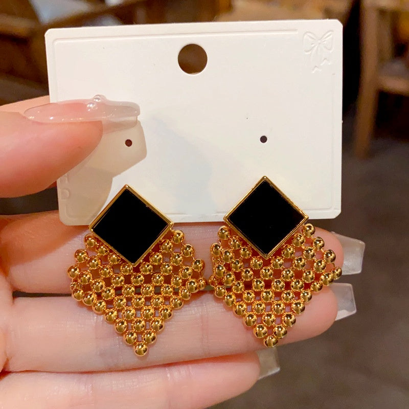 14K Gold Plated Crystal Tassel Earrings
