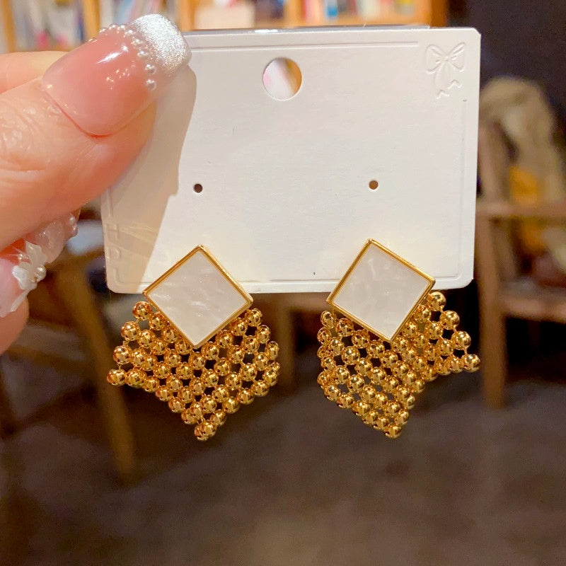 14K Gold Plated Crystal Tassel Earrings