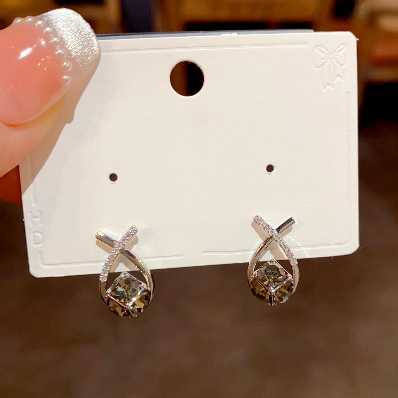 14K Gold Plated Diamond Stud Earrings