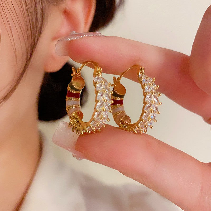 14K Gold-plated Fashionable Colorful Zircon Hoop Earrings