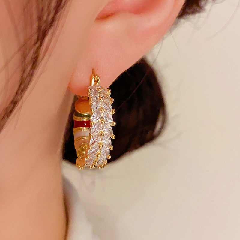 14K Gold-plated Fashionable Colorful Zircon Hoop Earrings