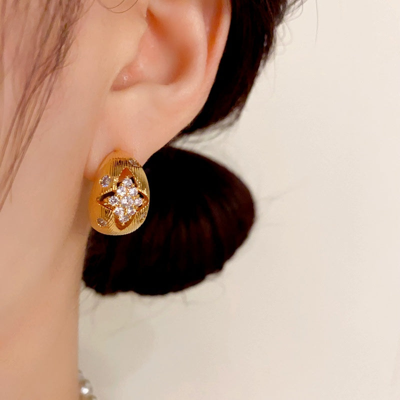 14K Gold Plated Hollow Diamond Earrings