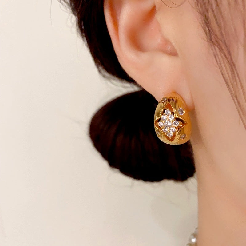 14K Gold Plated Hollow Diamond Earrings
