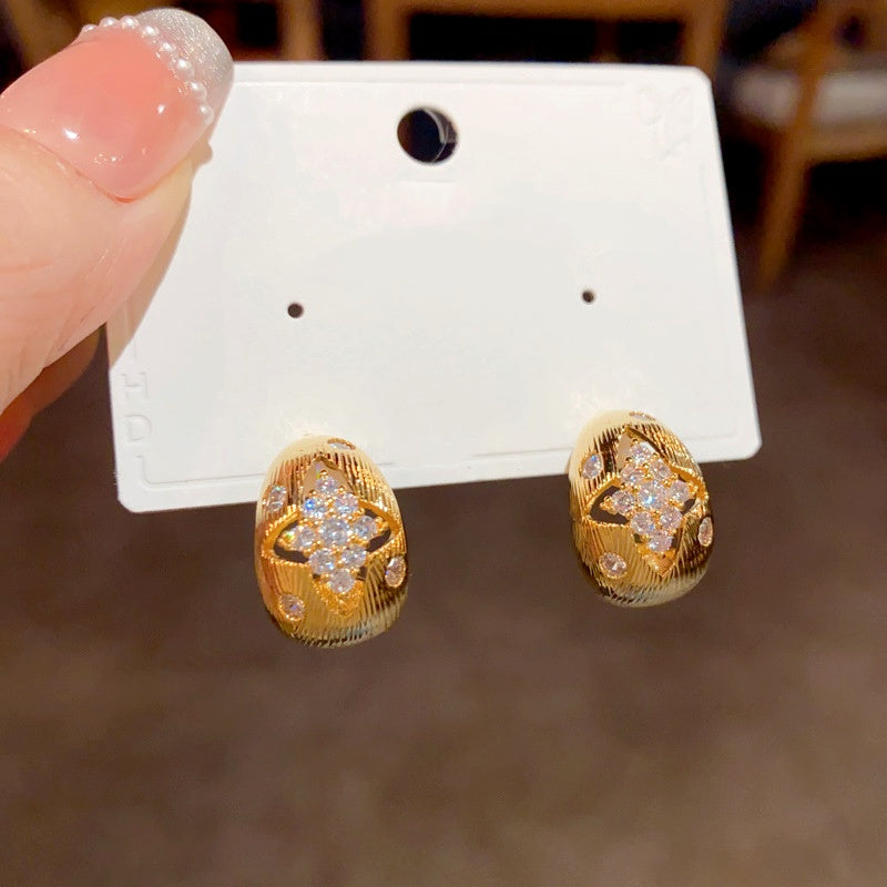 14K Gold Plated Hollow Diamond Earrings