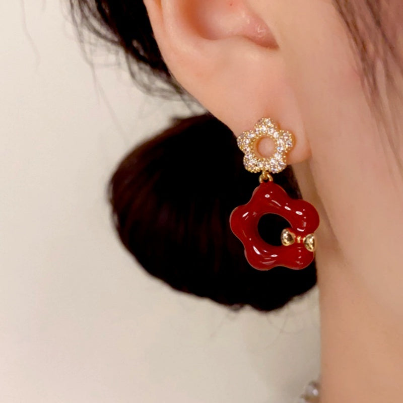 14K Gold Plated Hollow Petal Flower Earrings