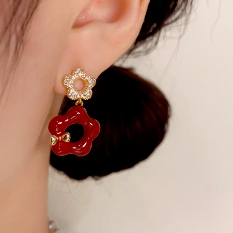 14K Gold Plated Hollow Petal Flower Earrings