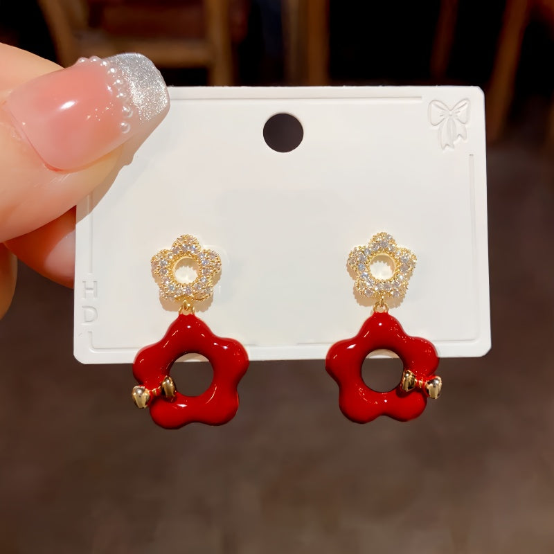 14K Gold Plated Hollow Petal Flower Earrings