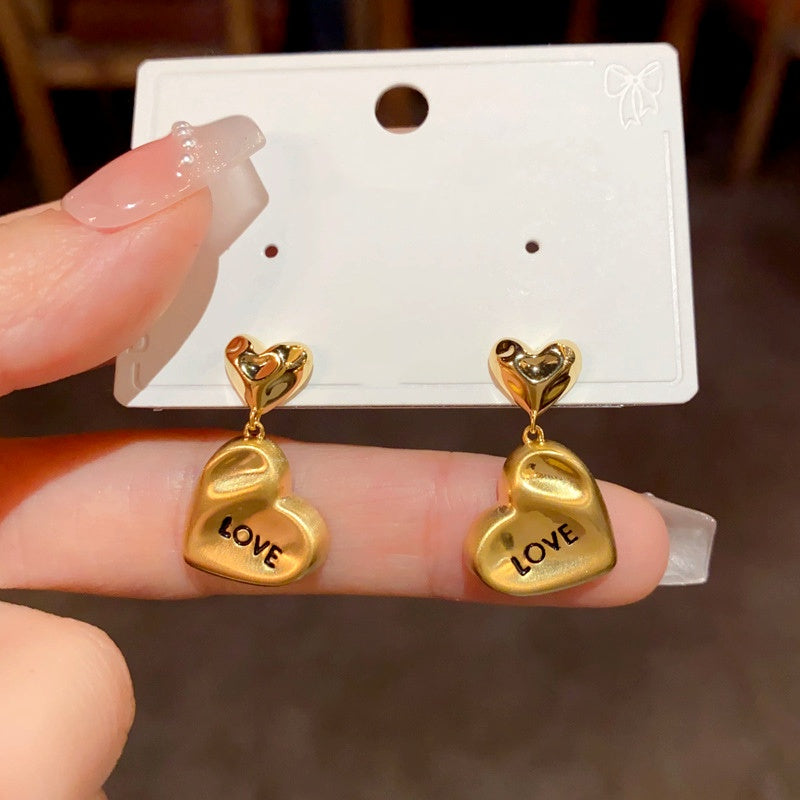 14K Gold Plated Love Letter Heart Earrings