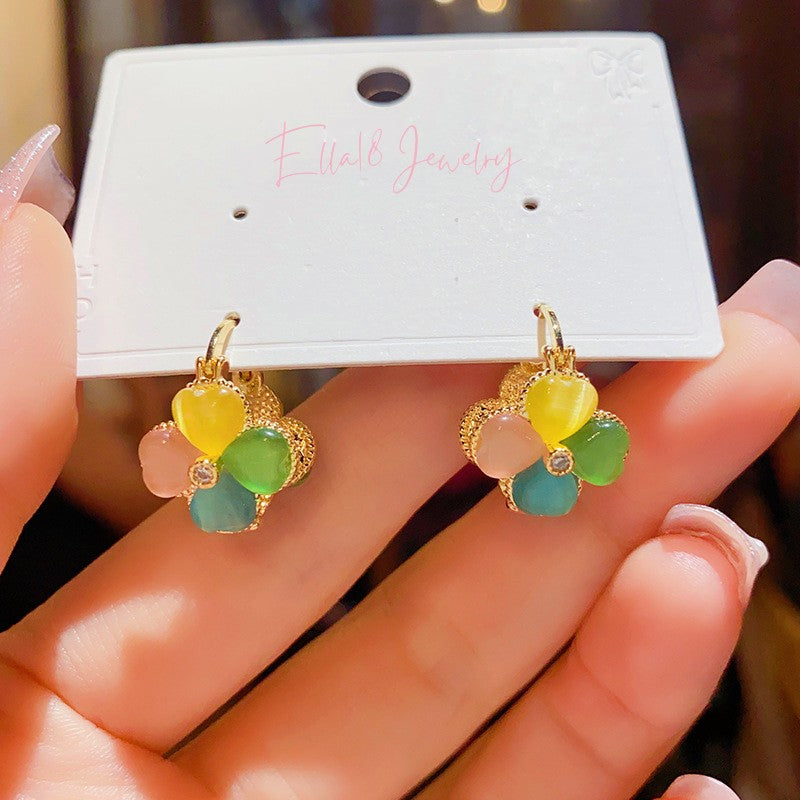 14K Gold-plated Colorful Flower Earrings