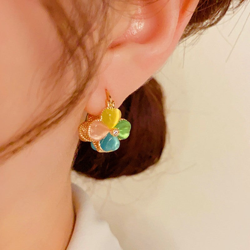 14K Gold-plated Colorful Flower Earrings