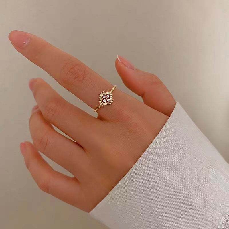 14K Gold Plated Adjustable Rhinestone Rings