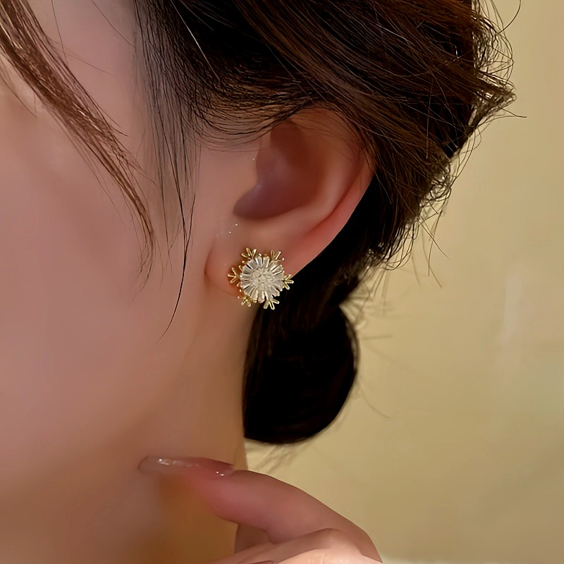 14K Gold Plated Rotating Snowflake Stud Earrings