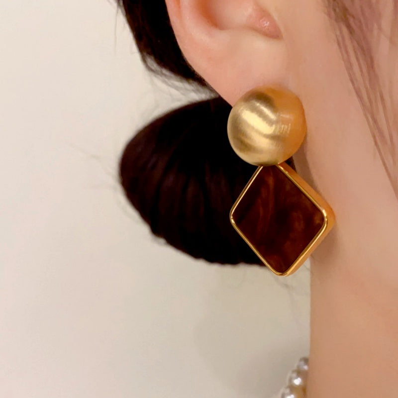 14K Gold Plated Simple Square Earrings