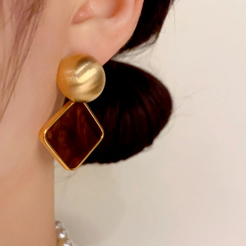 14K Gold Plated Simple Square Earrings