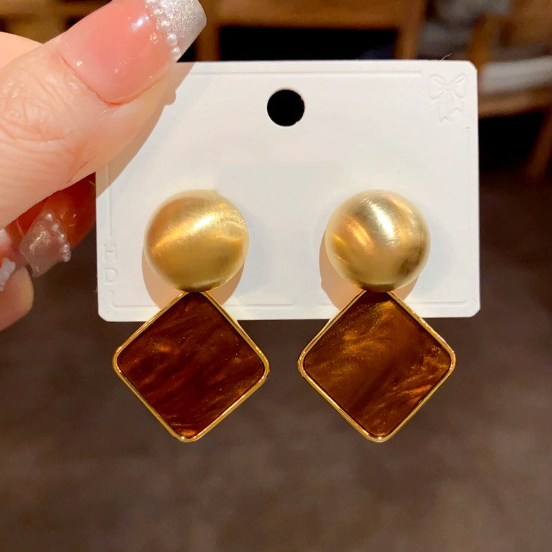 14K Gold Plated Simple Square Earrings
