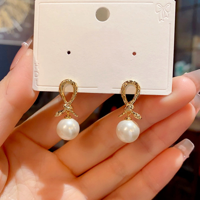 14K Gold Plated Snake Knotted Pearl Earrings