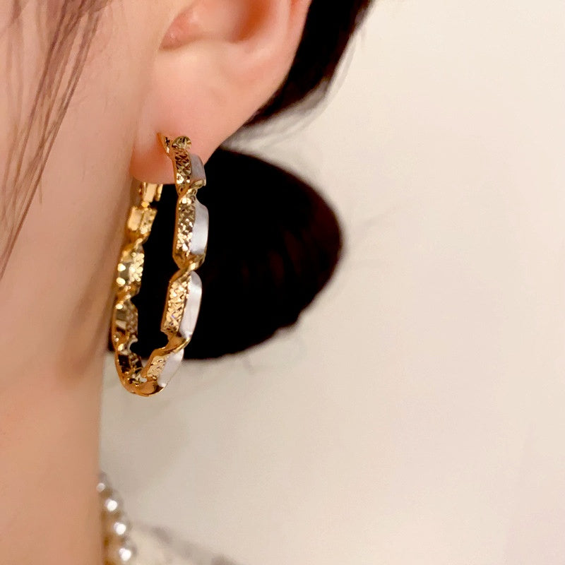 14K Gold Plated Twisted Hoop Earrings