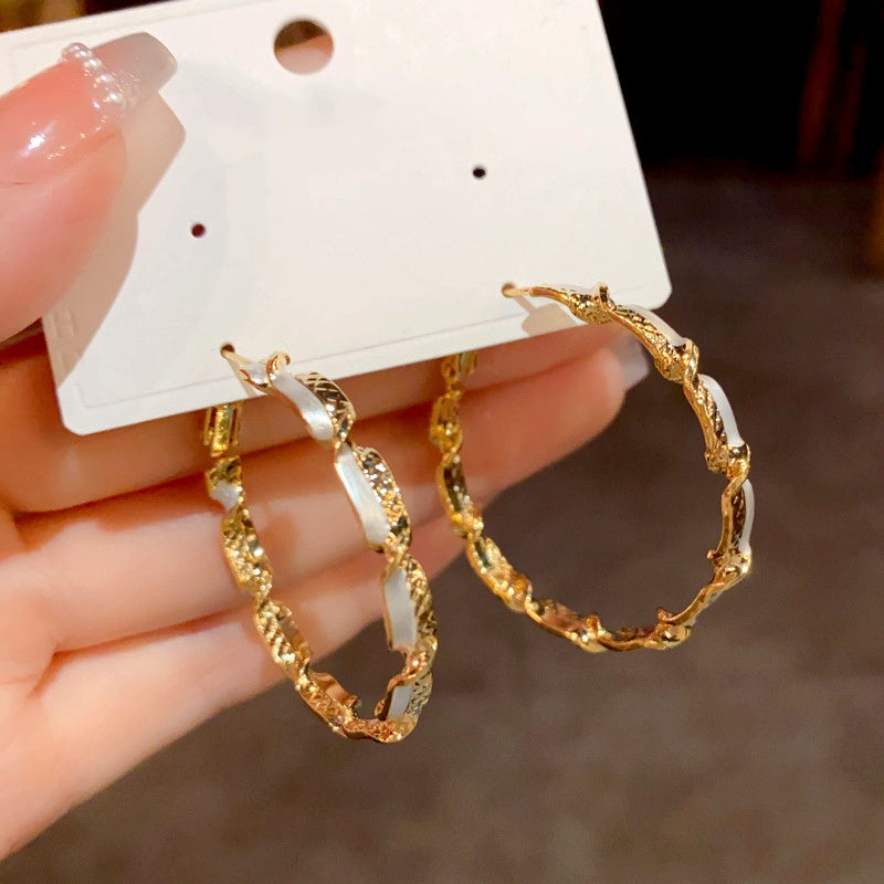 14K Gold Plated Twisted Hoop Earrings