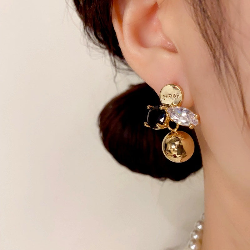 14K Gold Plated Zircon Ball Earrings