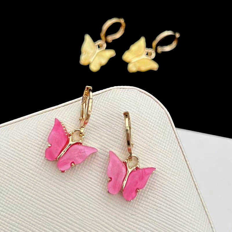 14K Gold Plated Zircon Butterfly Earrings