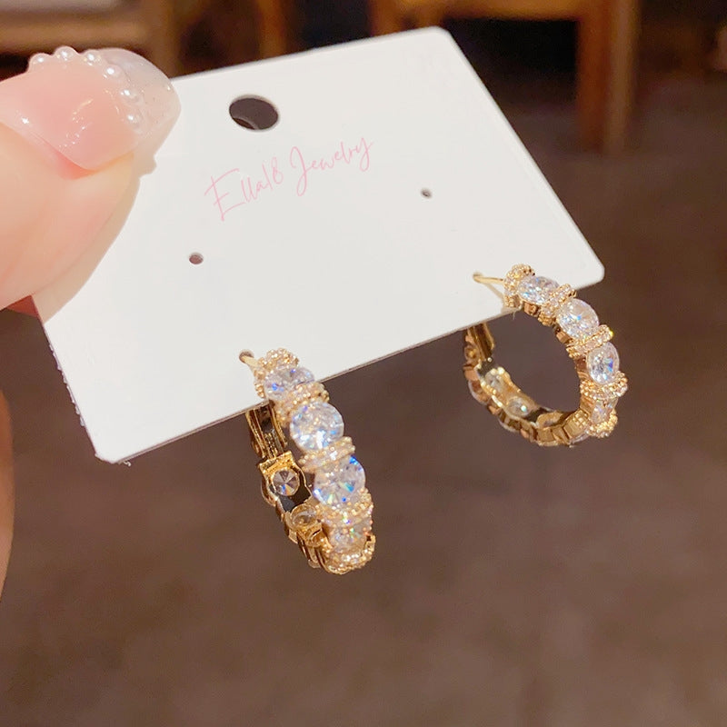 14K Gold Plated Zircon Hoop Earrings