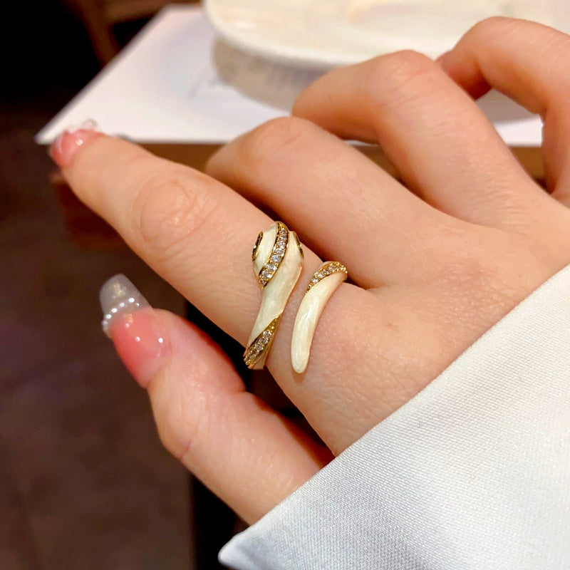 14K Gold Plated Zircon Oil Drop Snake Rings