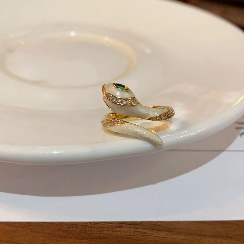 14K Gold Plated Zircon Oil Drop Snake Rings