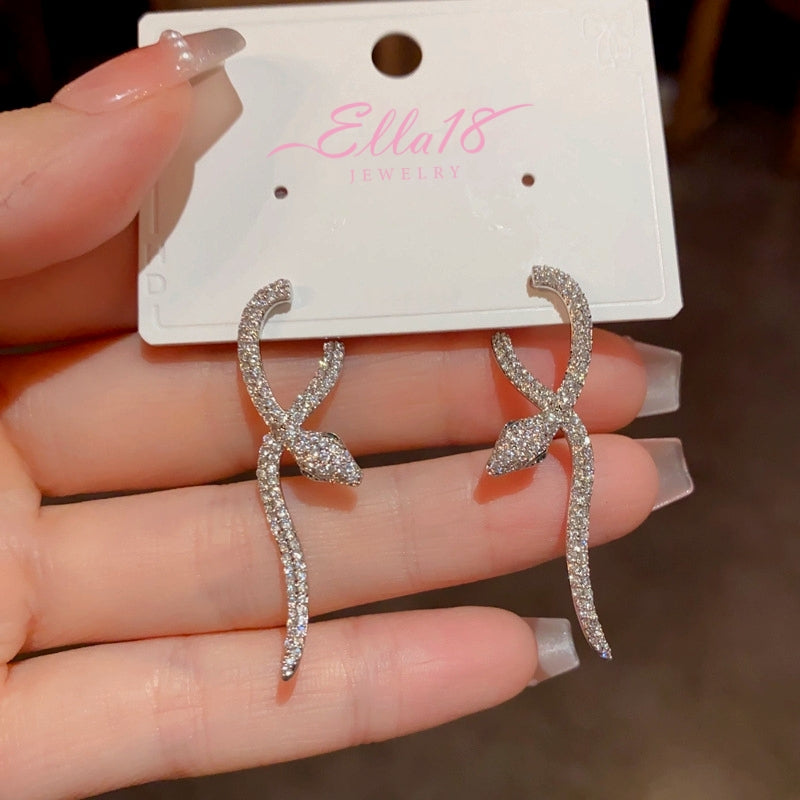 14K Gold Plated Zircon Snake Earrings
