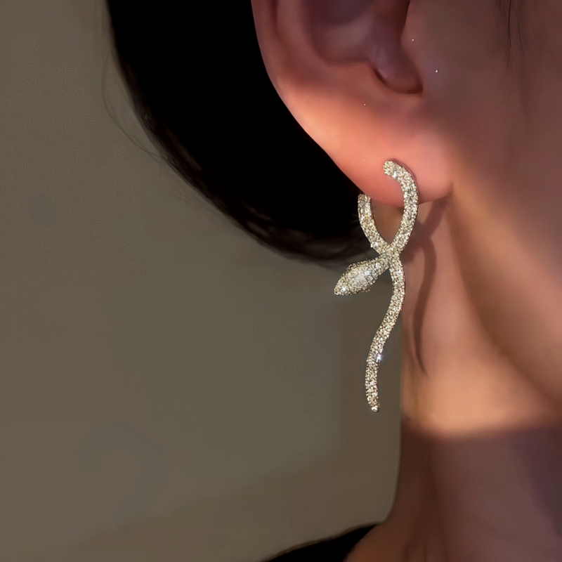 14K Gold Plated Zircon Snake Earrings