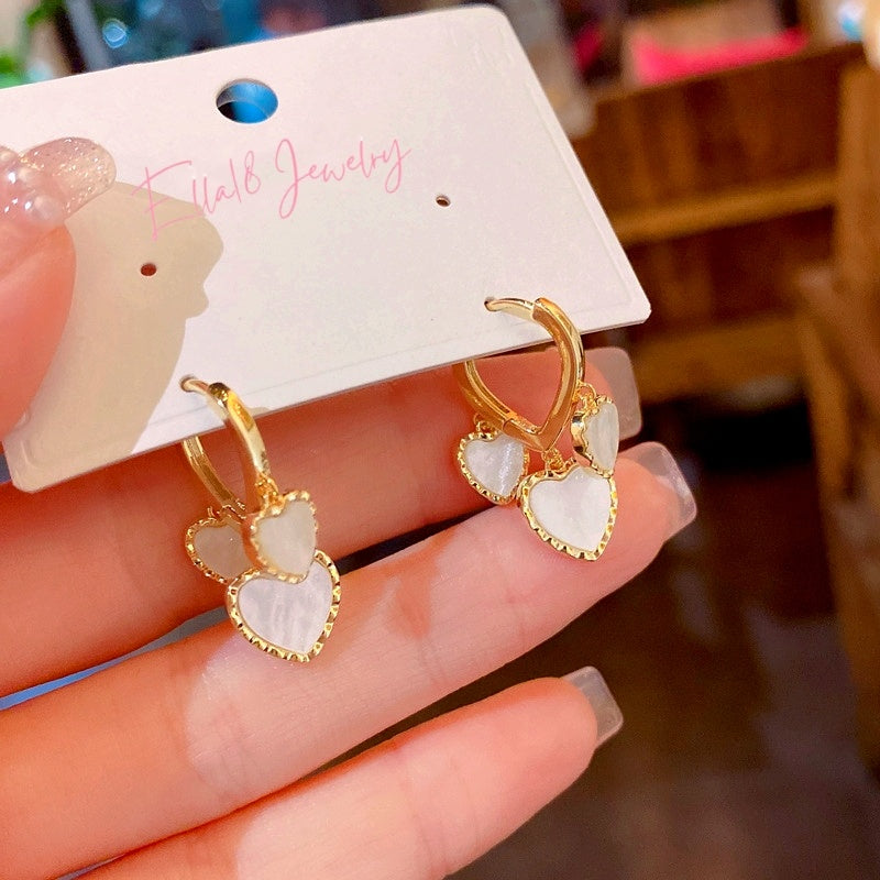 14K Gold-Plated Elegant Heart-Design Tassel Earrings