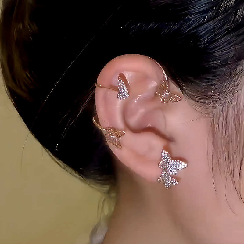 14K gold-Plated Zircon Super Shiny Butterfly Ear Cuff