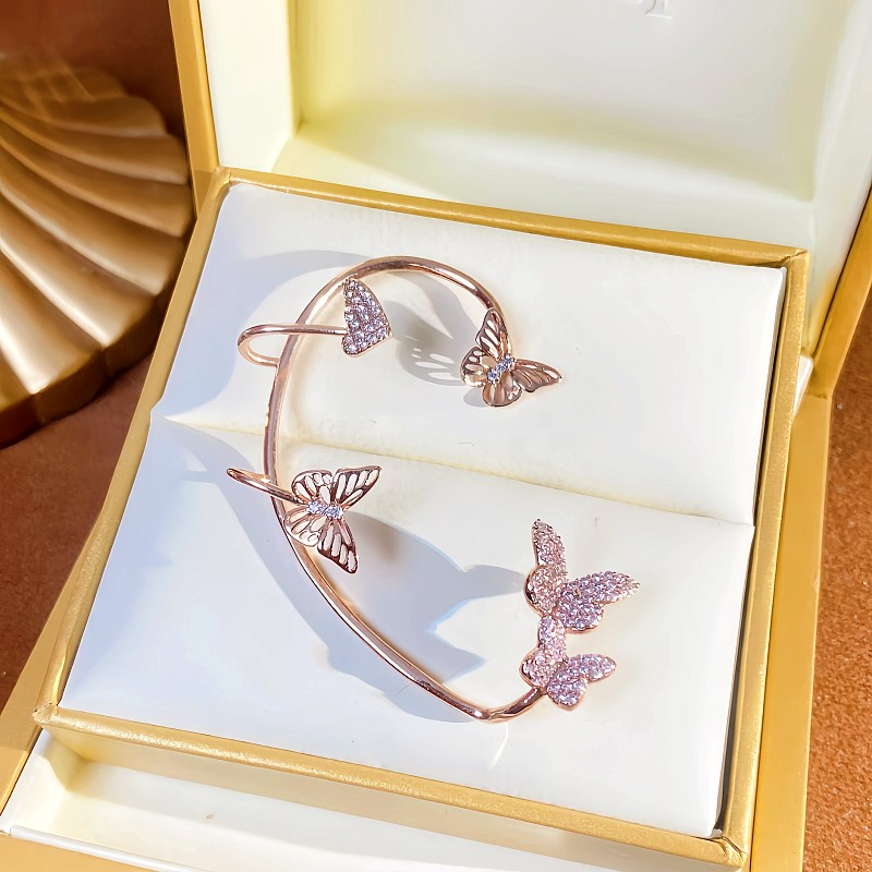 14K gold-Plated Zircon Super Shiny Butterfly Ear Cuff