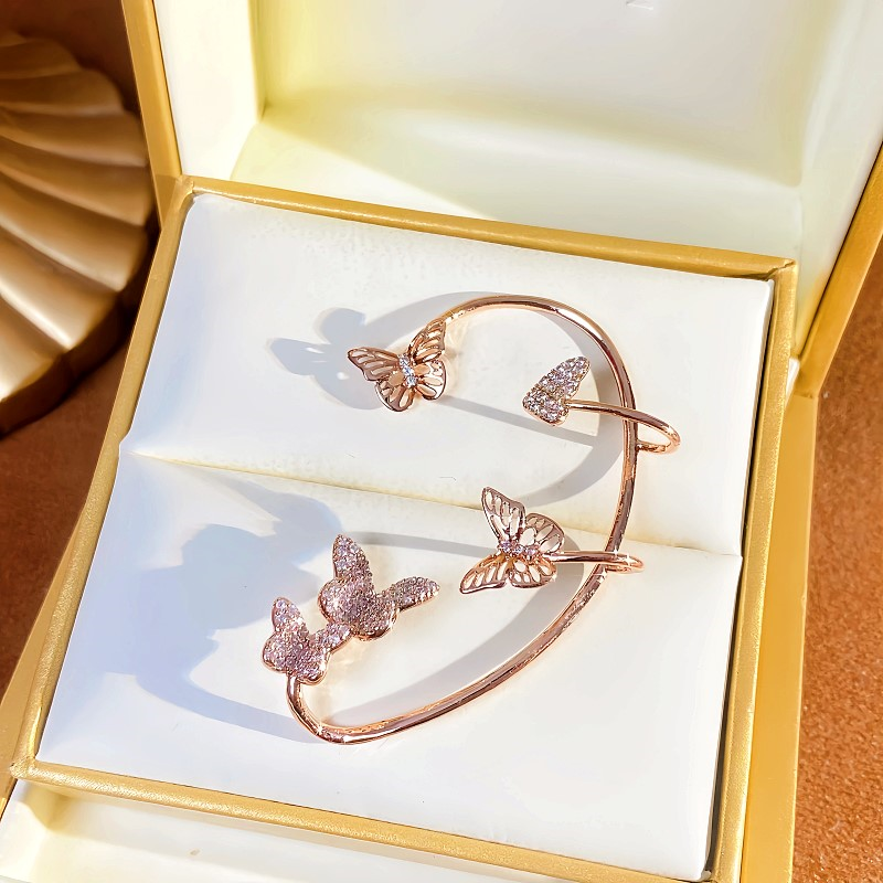 14K gold-Plated Zircon Super Shiny Butterfly Ear Cuff