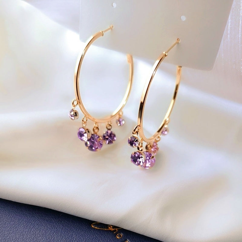 14k Gold-Plated Fancy Colored Diamond Hoop Earrings