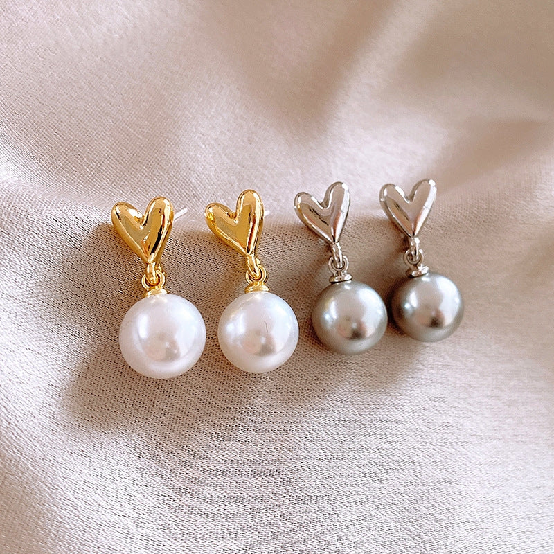 14k Gold-Plated Heart Pearl Earrings