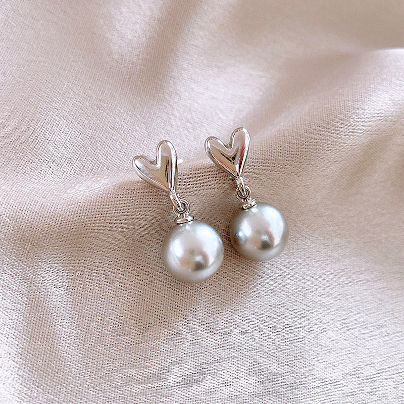 14k Gold-Plated Heart Pearl Earrings