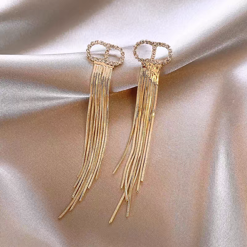 14k Gold-Plated Long Tassel Earrings