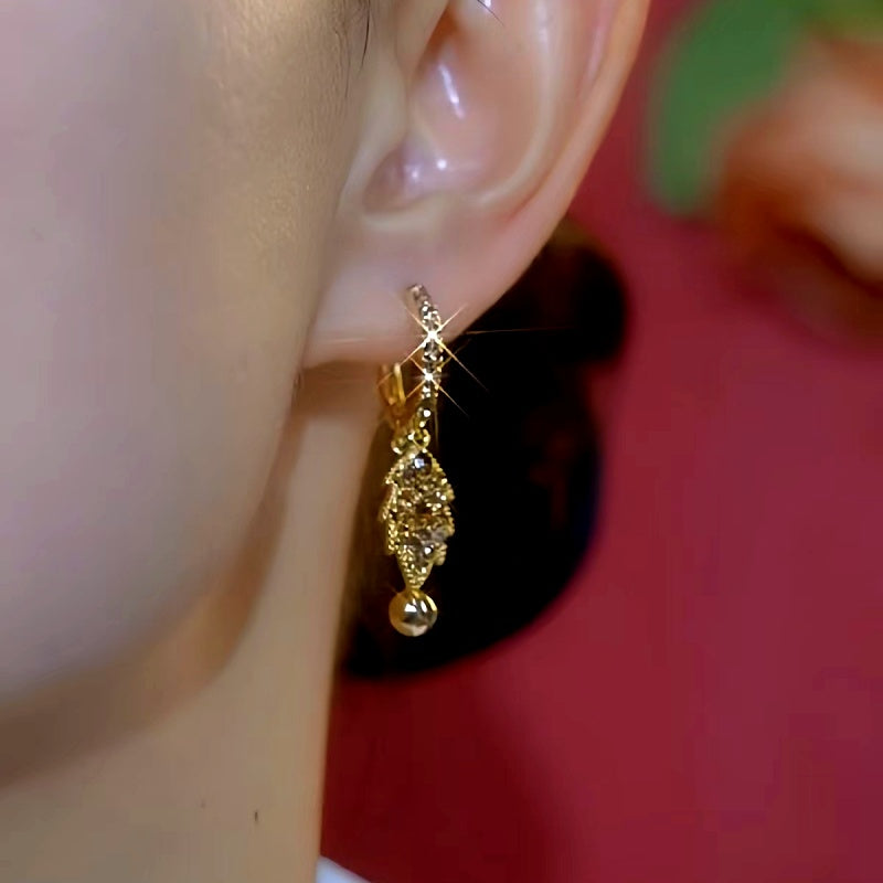 14k Gold-Plated Luxury Brown Leaf Earrings