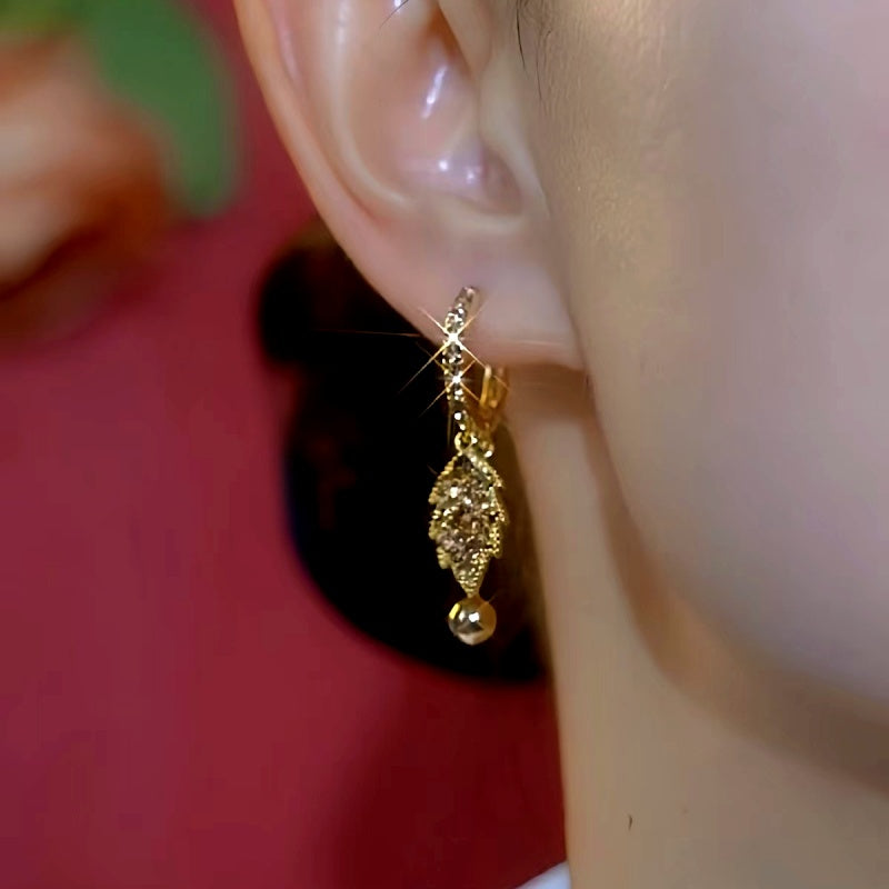 14k Gold-Plated Luxury Brown Leaf Earrings