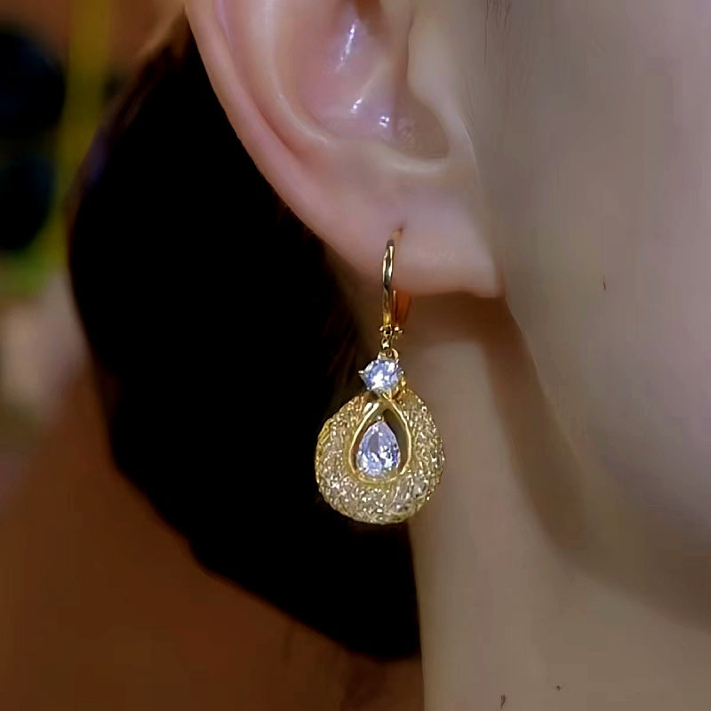 14k Gold-Plated Luxury Mesh Crystal Earrings