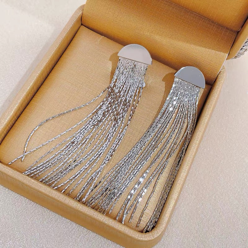 14k Gold-Plated Semi Circle Tassel Earrings