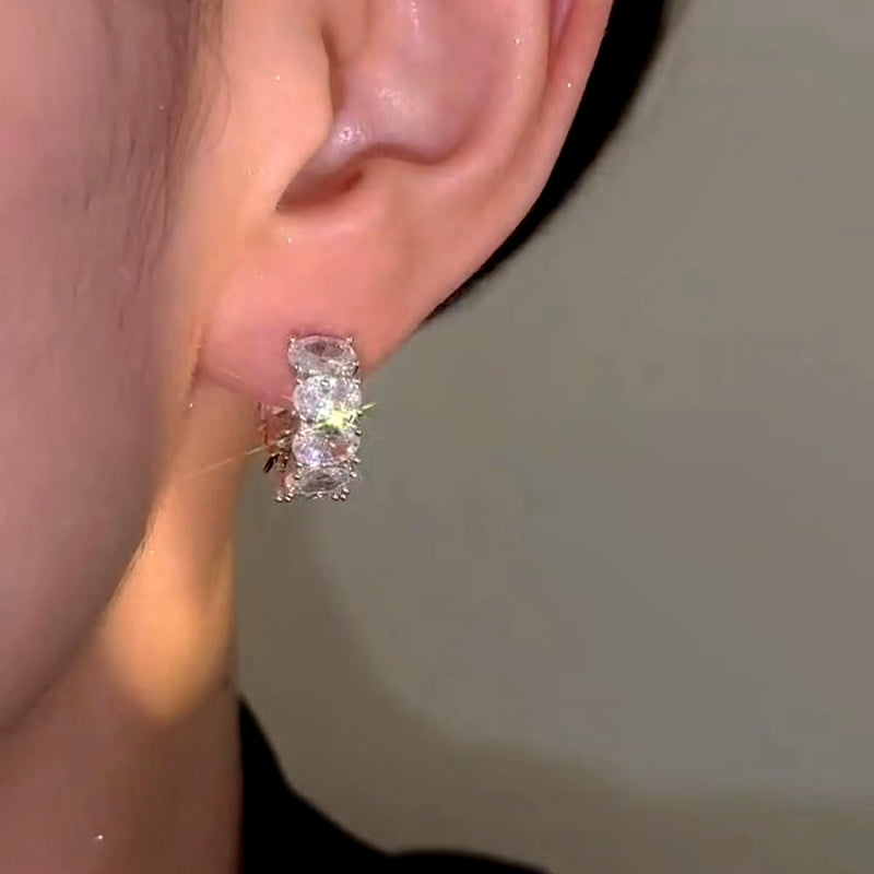 14k Gold-Plated Zircon Hoop Earrings