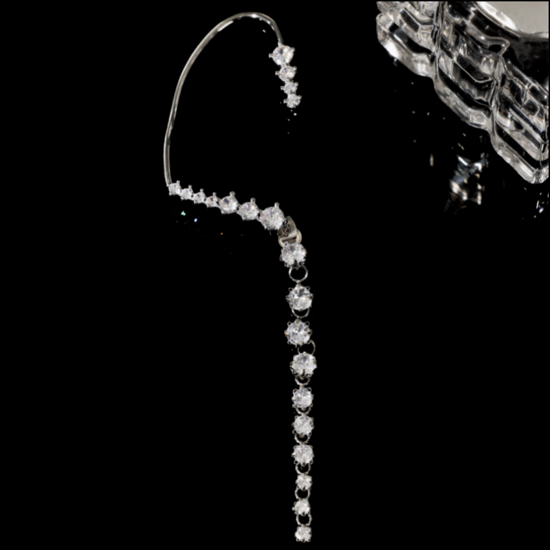 14k Gold-Plated Diamond Curved Ear Cuffs(1 Pair)