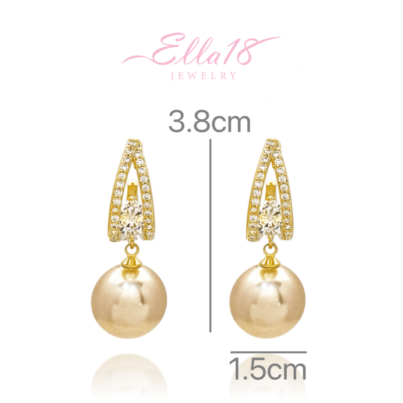 18K Gold-Plated Diamond Pearl Drop Earrings