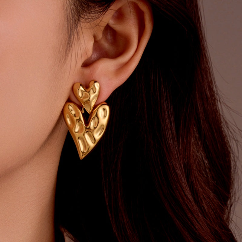 18K Gold-Plated Double-Heart Earring