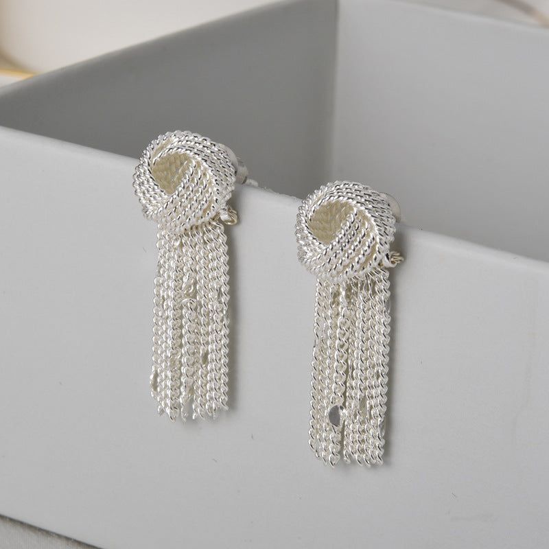 18K Gold-Plated Elegant Twisted Ball Tassel Earrings
