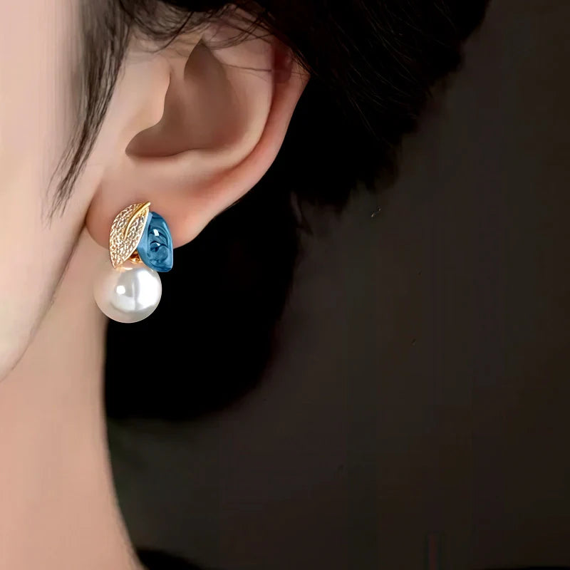 18K Gold-Plated Enamel Drip Flower Earrings